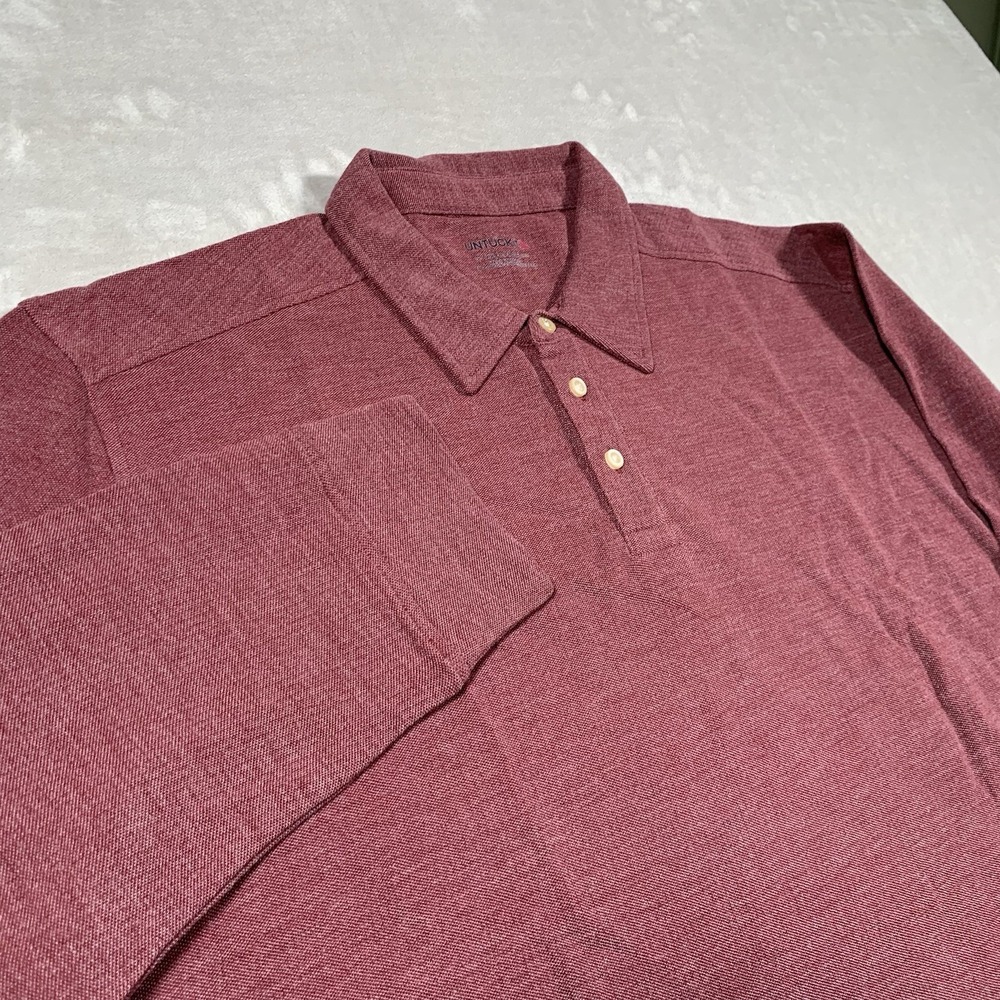 UNTUCKit Dao Polo Shirt 3XL Maroon Long Sleeve Cotton Poly Blend Casual